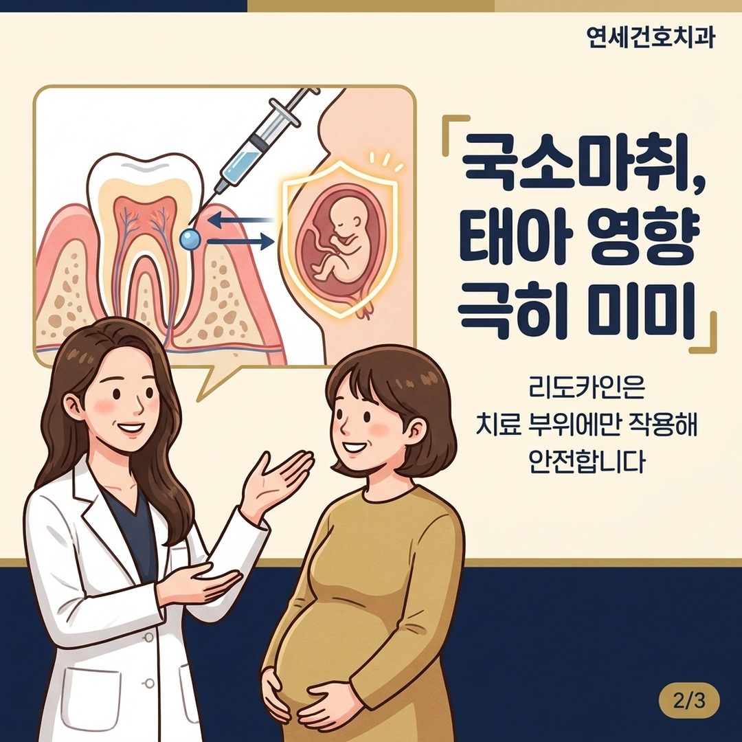 임산부 치과 마취 안전성 설명하는 원장 만화 이미지