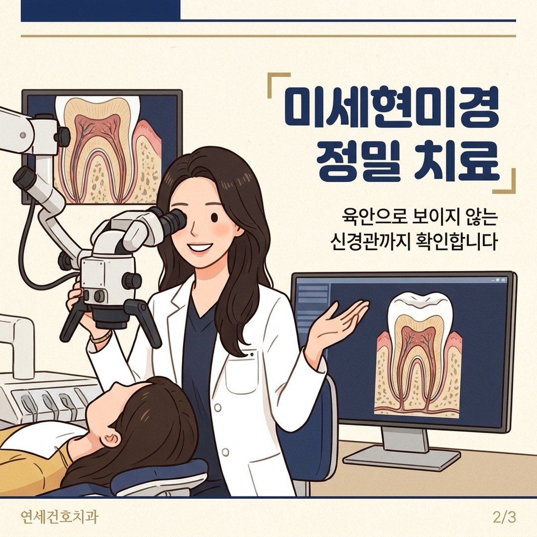 미세현미경으로 재신경치료 진행하는 치과보존과 전문의